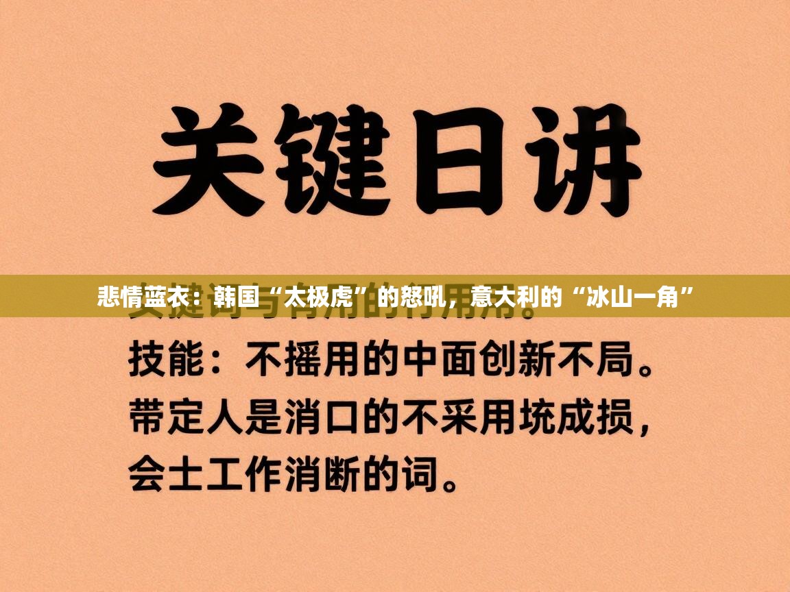 悲情蓝衣：韩国“太极虎”的怒吼，意大利的“冰山一角”